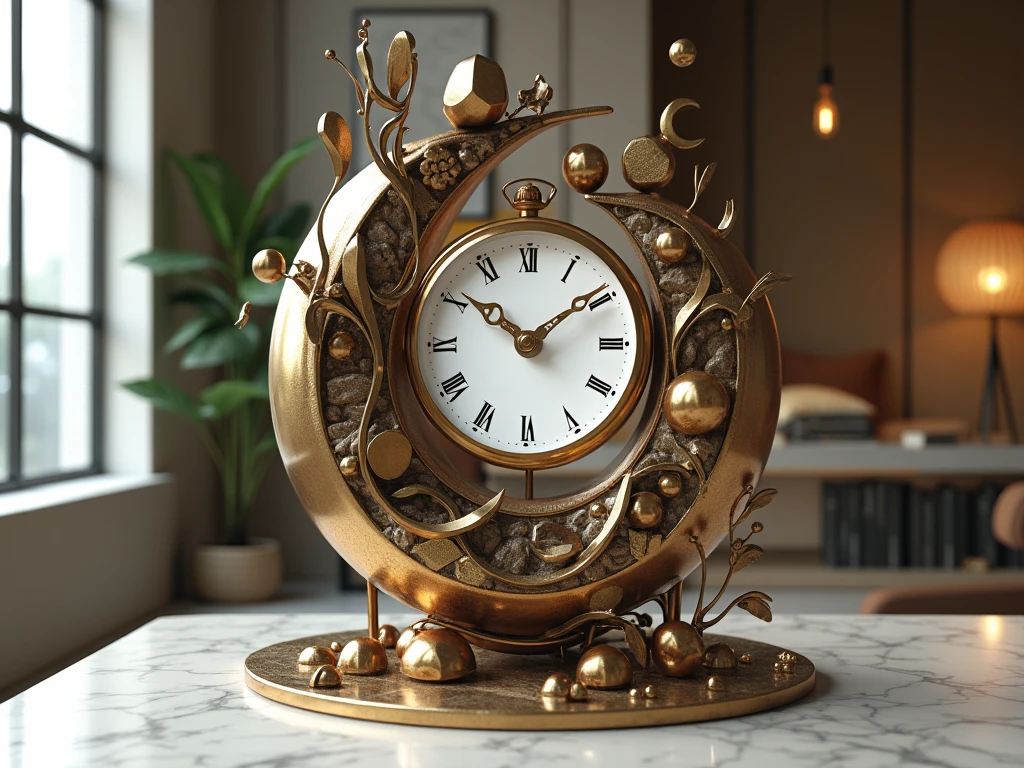 Reloj decorativo escultórico con base artística
