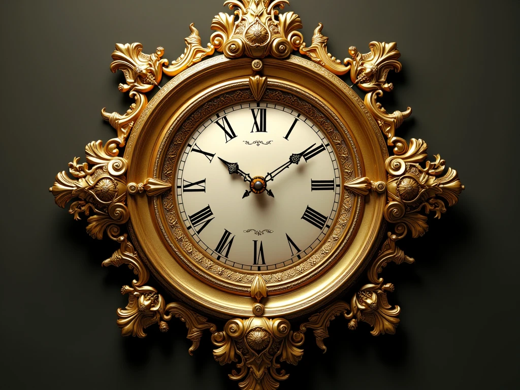 Reloj decorativo vintage con acabado dorado