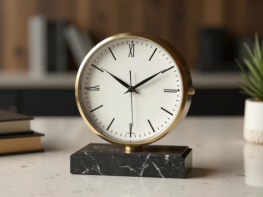 Reloj de escritorio premium con base de mármol